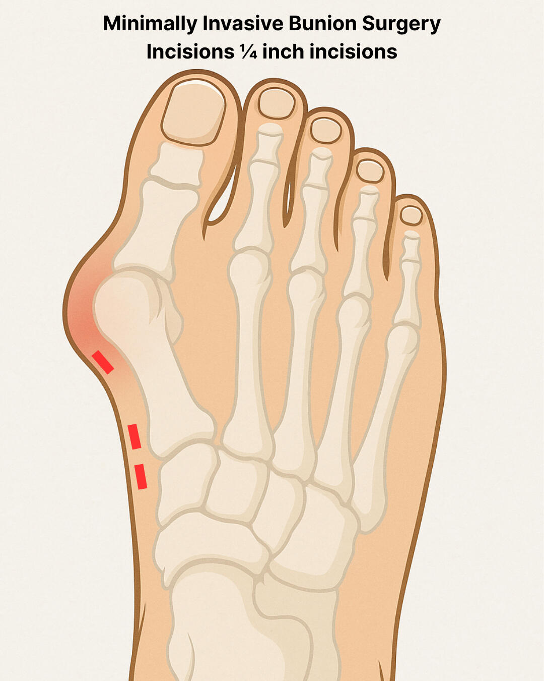 MIS minimally invasive bunion surgery illustration incisions MIS minimally invasive bunion surgery illustration incisions